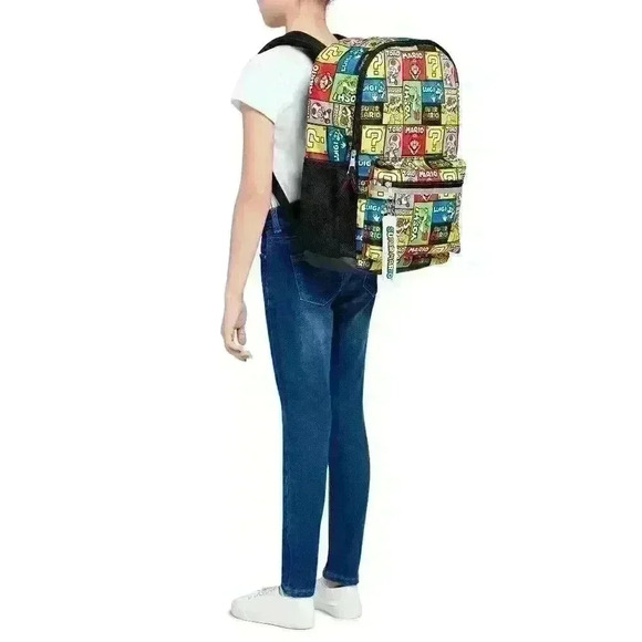 Nintendo Super Mario Bros Kids Unisex 17" Backpack Laptop Sleeve Padded Shoulder - Picture 3 of 7